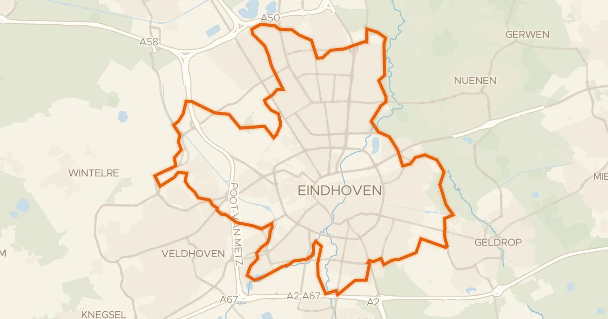 Map of the cycling route Rondje Eindhoven - Hoofdroute