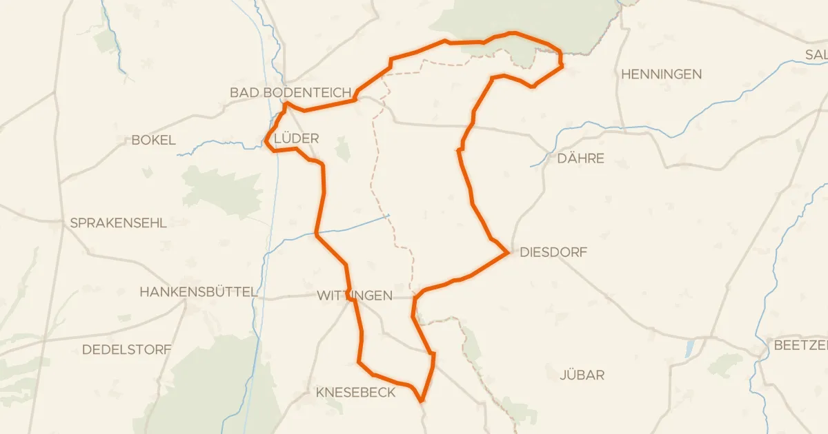 Kaart van de fietsroute Rondje Ohreaue en Obere Dummeniederung