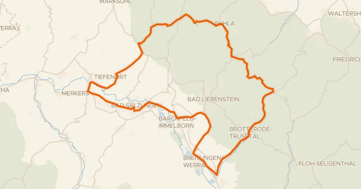 Map of the cycling route Rondje langs de Werra en Burg Frankenstein