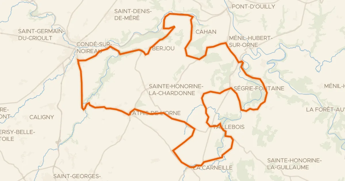 Kaart van de fietsroute L'Orne à Vélo : Athis-de-l'Orne
