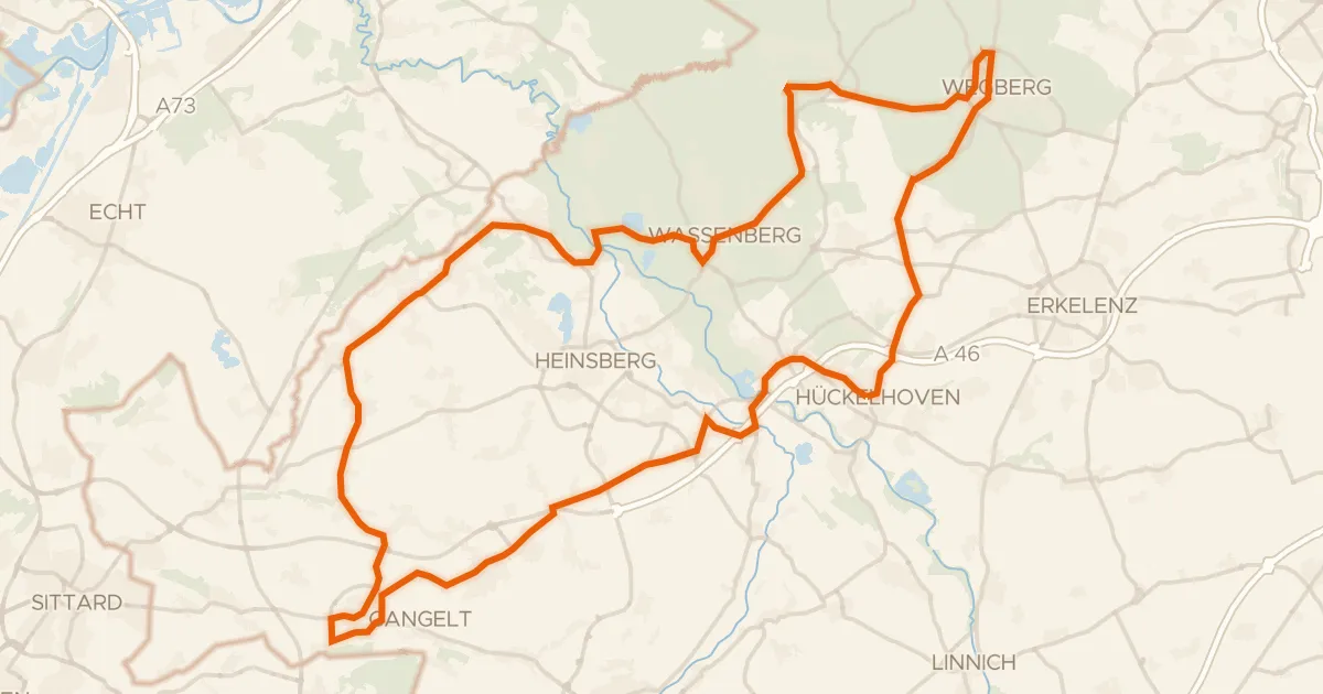 Map of the cycling route Rondje langs Burg Wegberg en Burg Wassenberg