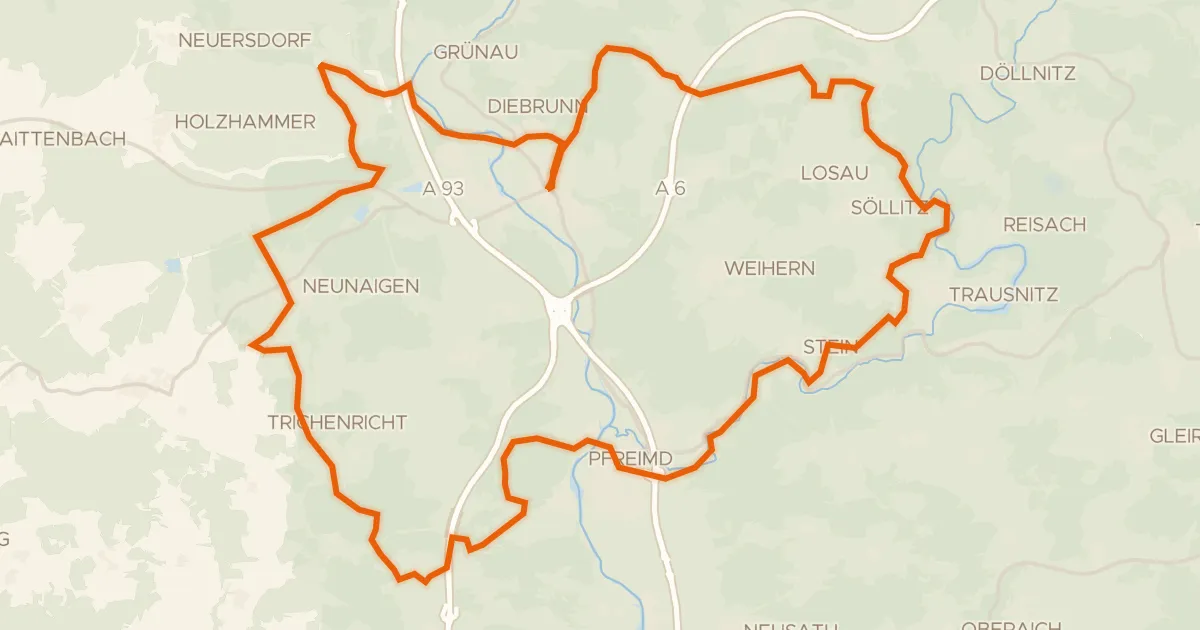 Map of the cycling route Rondje Burg Wernberg en Pfreimd