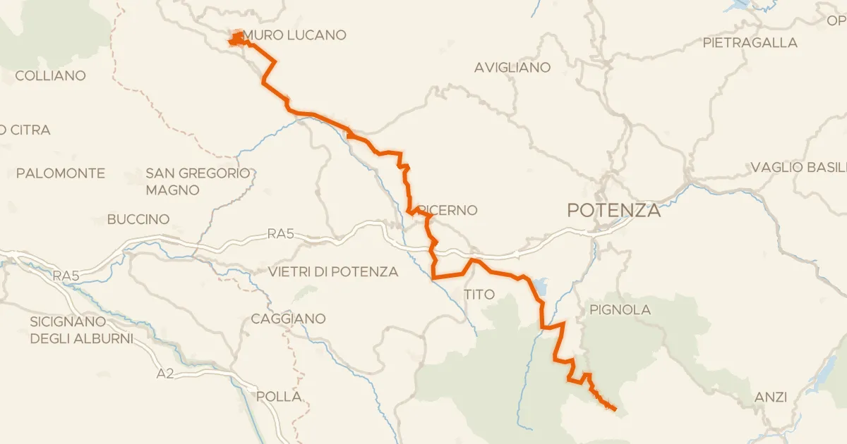 Map of the cycling route ABT Tappa 24: Muro Lucano - Abriola