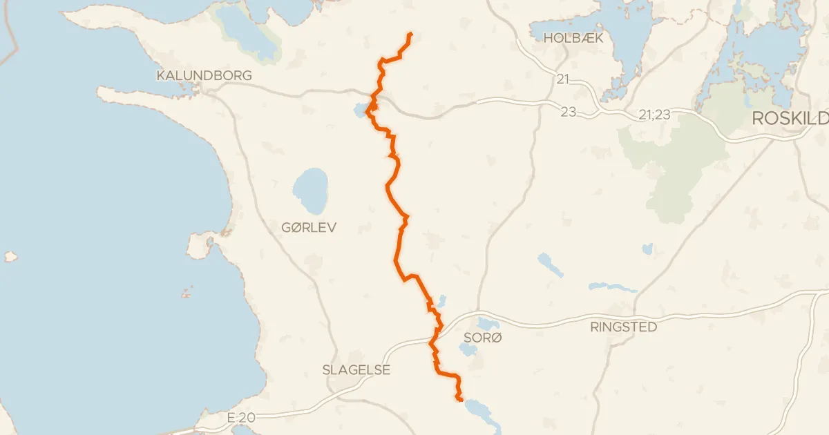 Map of the cycling route Jyderupstien