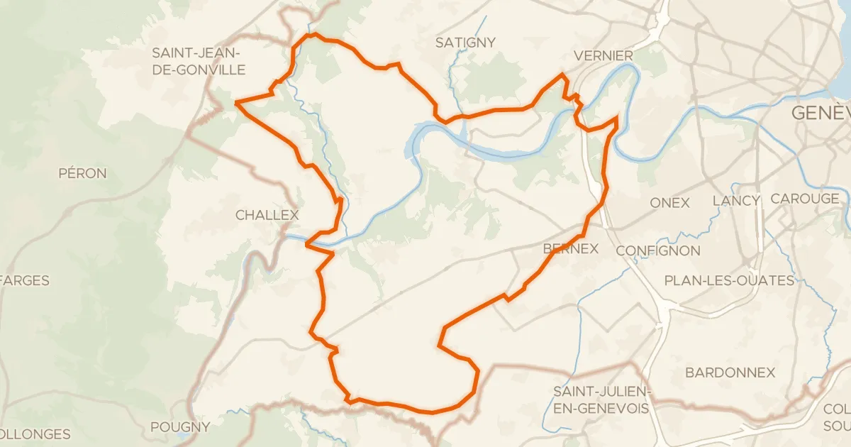 Map of the cycling route Route du Vignoble genevois