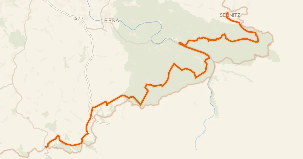 Kaart van de fietsroute Radfernweg Sächsische Mittelgebirge [Sebnitz↔Altenberg]