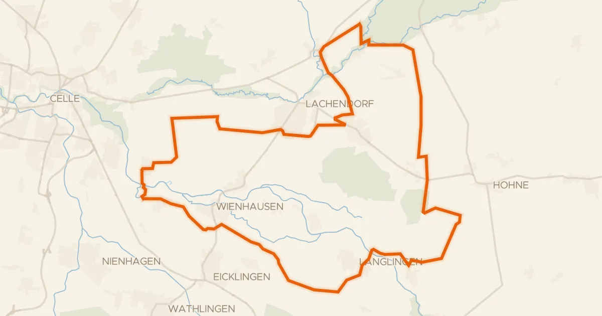 Kaart van de fietsroute Rondje Lachte en Aller