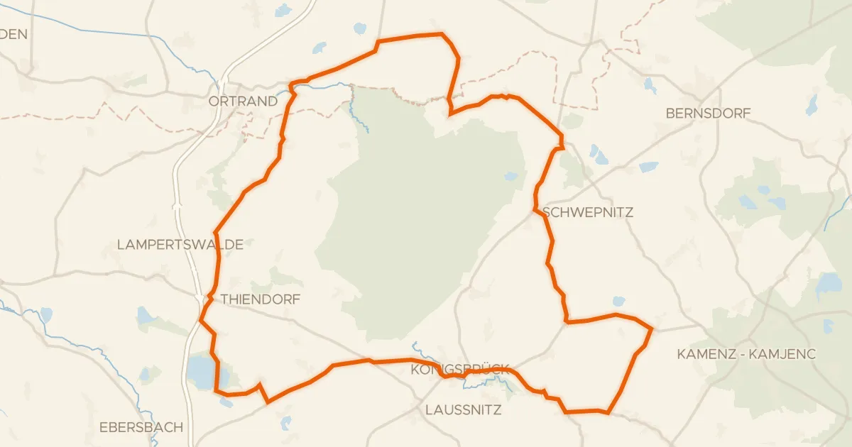 Map of the cycling route Rondje Schloss Königsbrück en Linzer Wasser