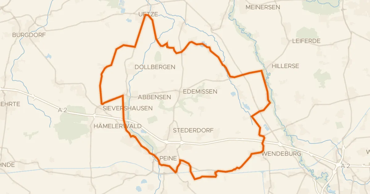 Map of the cycling route Rondje Düvels Kamp en Fuhsetal