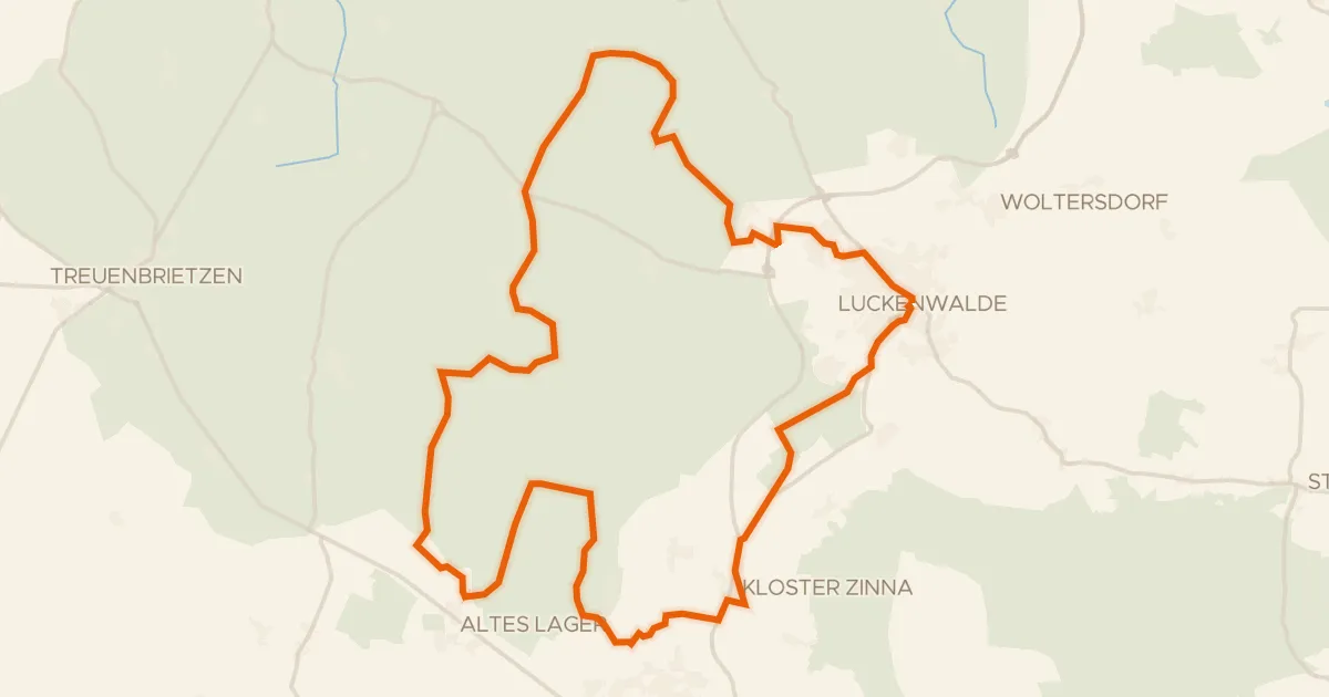 Map of the cycling route Rondje Obermühle Gottsdorf en Naturpark Nuthe-Nieplitz