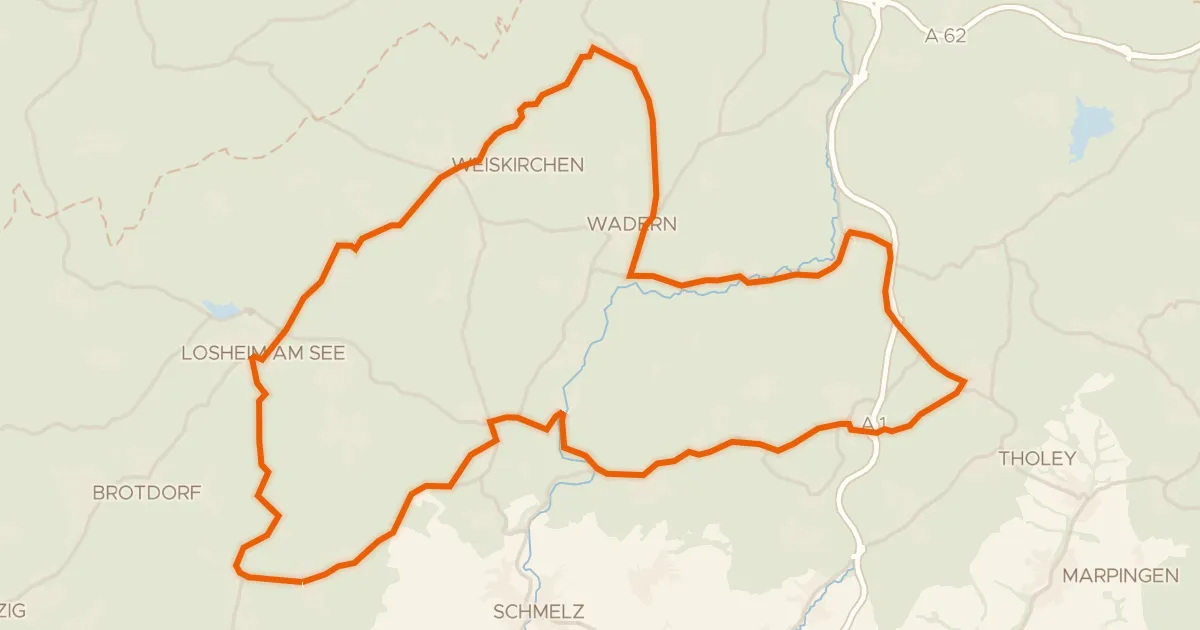 Kaart van de fietsroute Rondje Schloss Dagstuhl en Burg Dagstuhl