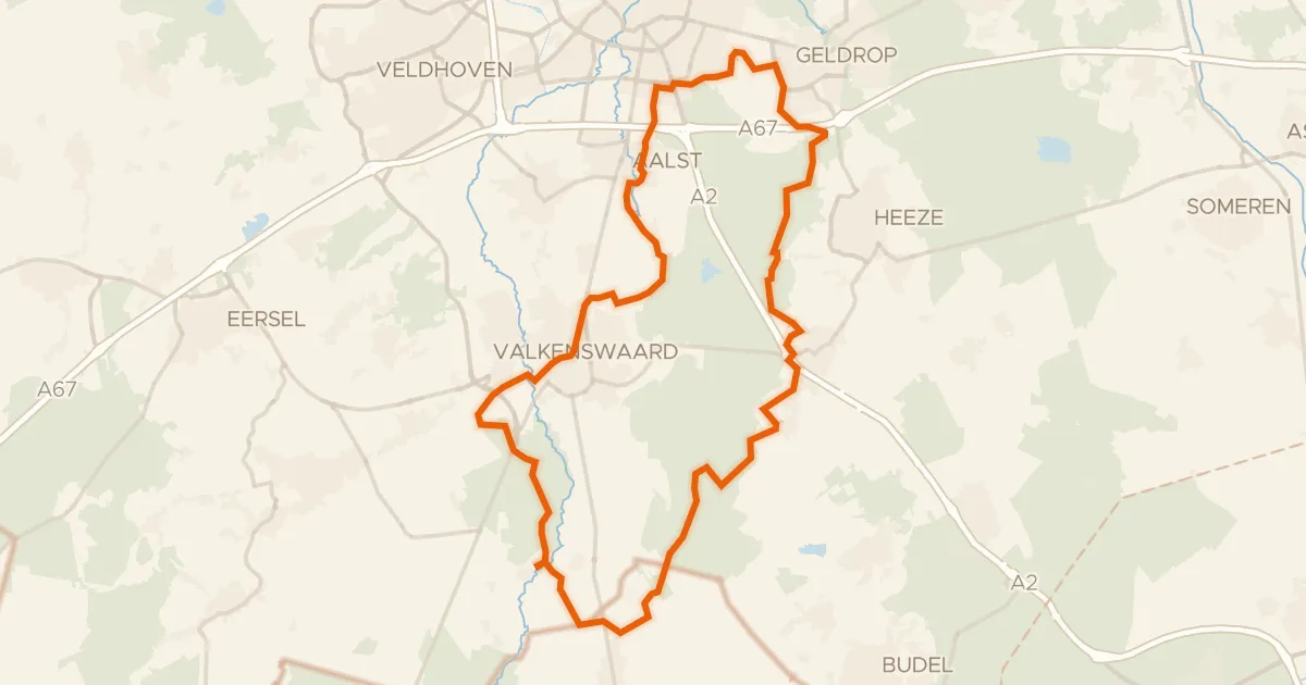 Kaart van de fietsroute Rondje Malpie en Leenderbos