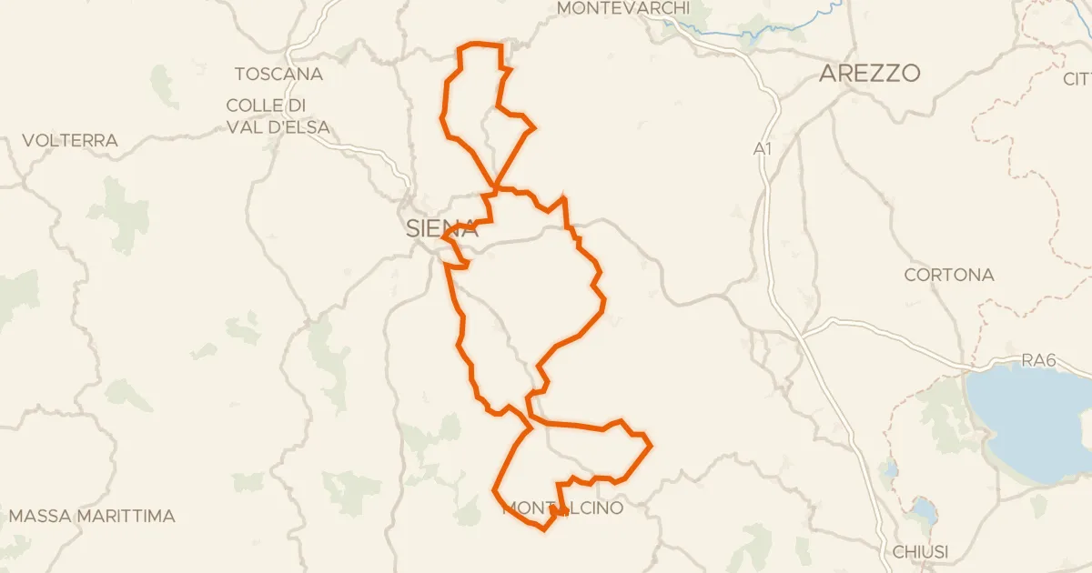 Map of the cycling route L'Eroica