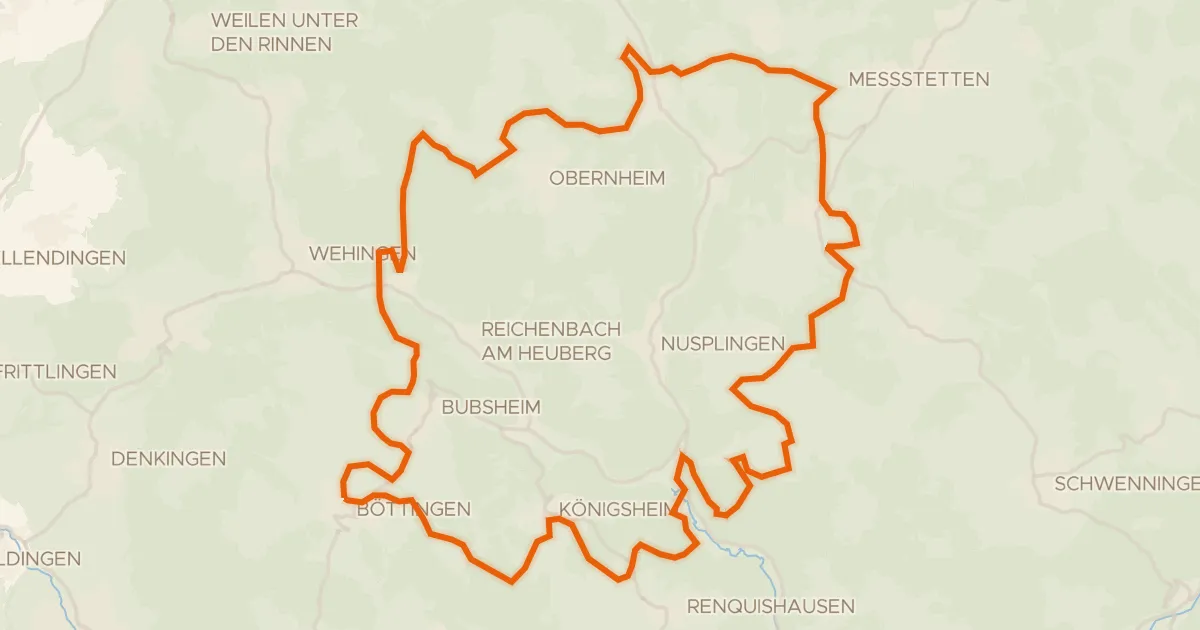 Kaart van de fietsroute Rondje Burgruine Wehingen en Bära
