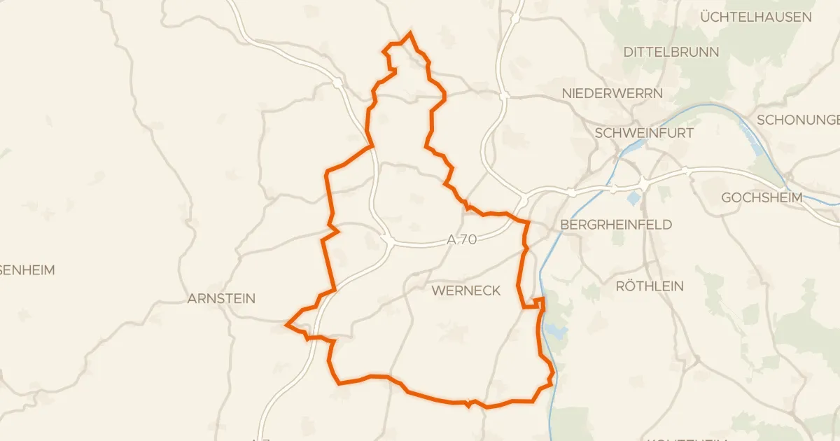Kaart van de fietsroute Rondje Vogelschutzgebiet Garstadt en Main