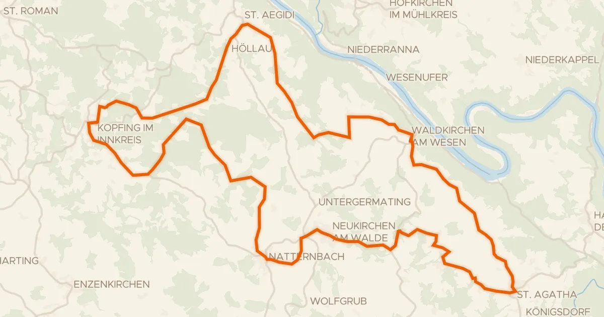 Kaart van de fietsroute Sauwald Panorama-Runde