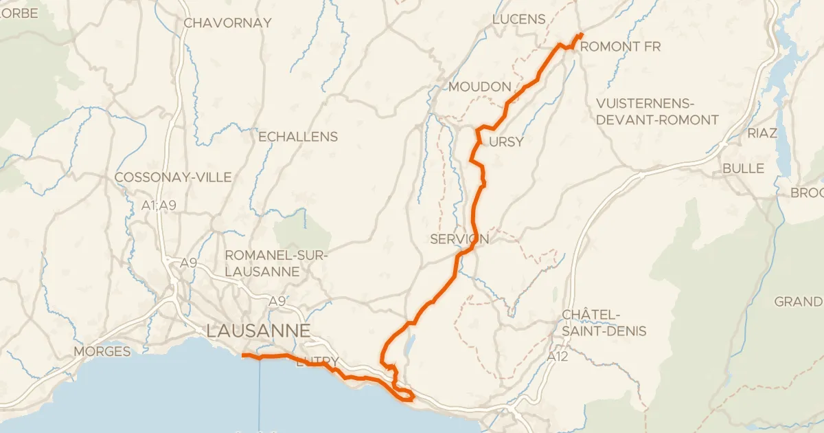 Map of the cycling route Route du Coeur