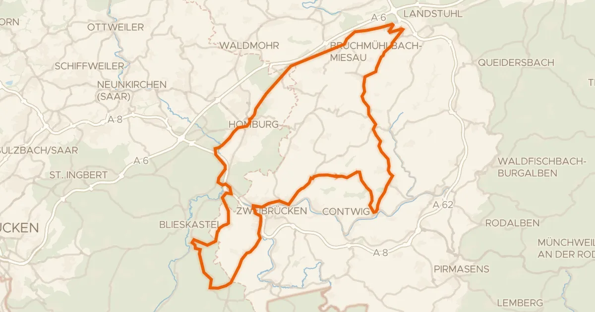 Kaart van de fietsroute Rondje Burgruine Hohenburg en Closenbruch