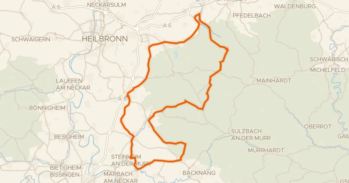 Map of the cycling route Rondje Burgruine Steinheim en Schloss Eschenau