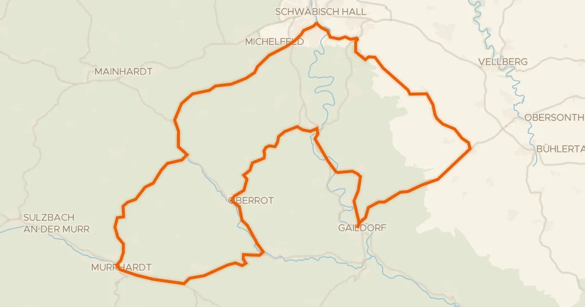 Map of the cycling route Rondje Burg Vohenstein en Großcomburg