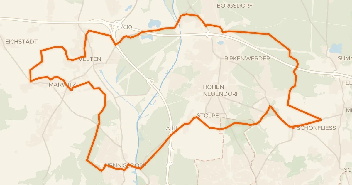 Map of the cycling route Rondje Havel en Hubertussee