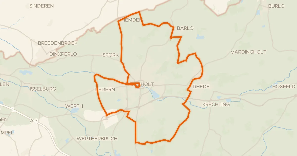 Kaart van de fietsroute Rondje Schloss Diepenbrock en Reyerdingvenn