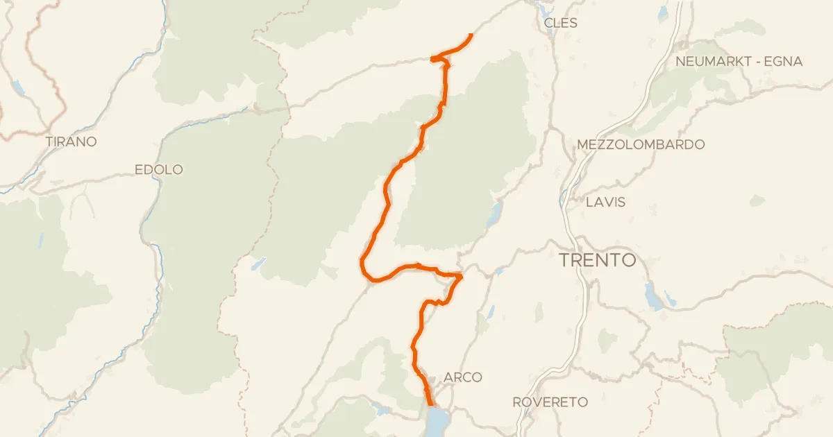 Kaart van de fietsroute DOGA - Dolomiti Garda - Variante Dolce Vita