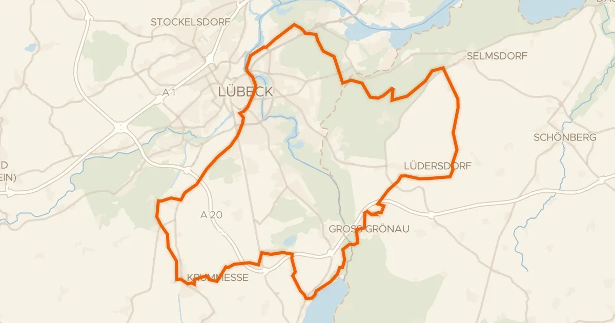Map of the cycling route Rondje Schellbruch en Wakenitzniederung