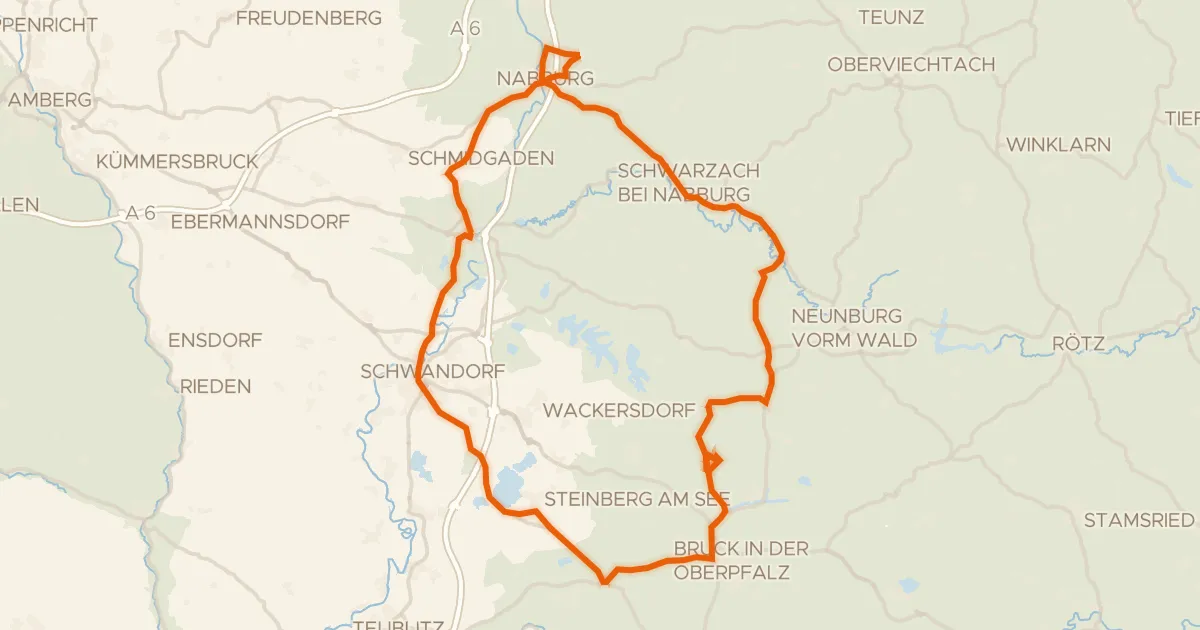 Kaart van de fietsroute Rondje Schloß Neusath en Naturpark Oberpfälzer Wald