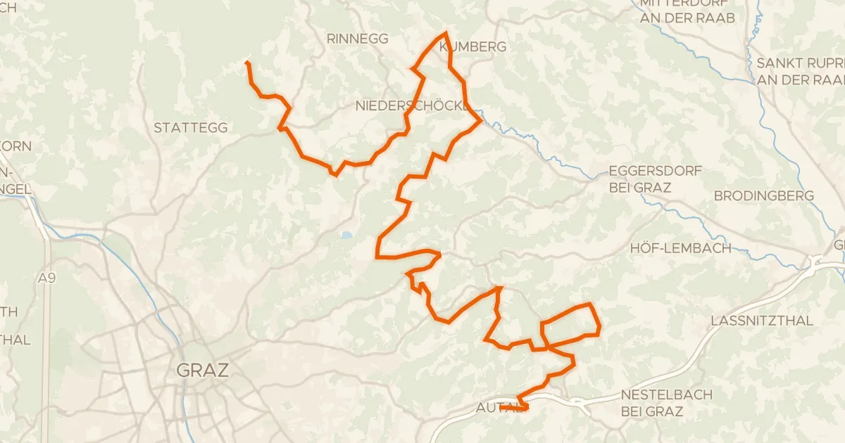 Map of the cycling route Graz Umrundung Ost