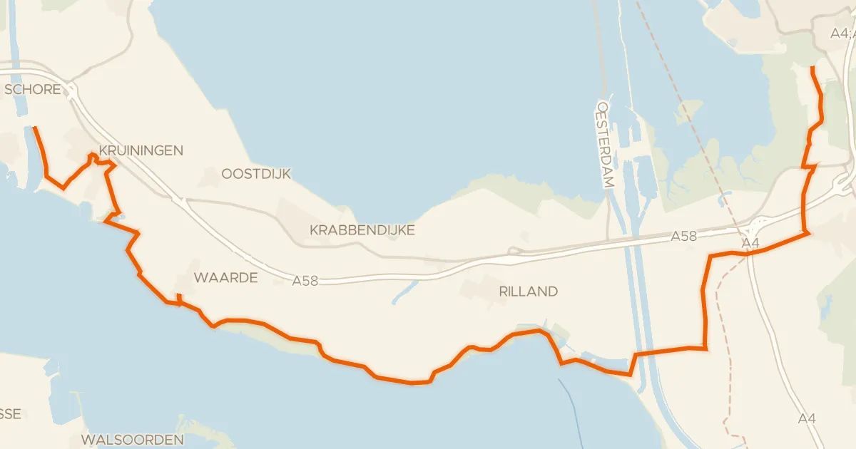 Kaart van de fietsroute Schelde-Rheinroute - 02 - Hansweert - Bergen op Zoom
