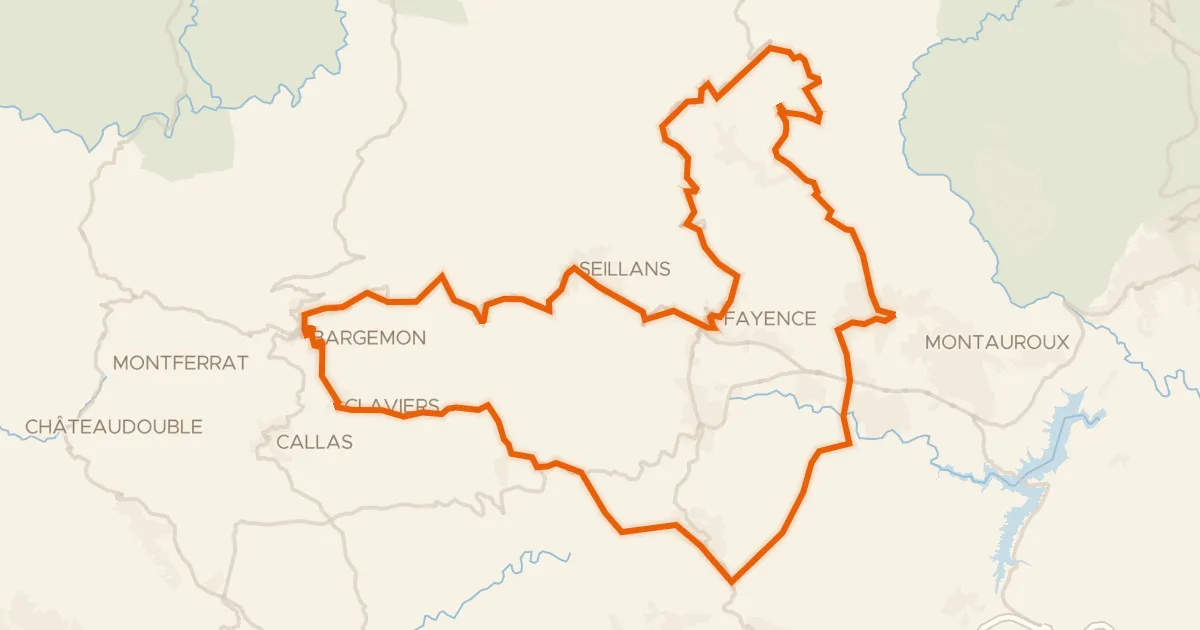 Kaart van de fietsroute Les villages perchés de l'Est Varois