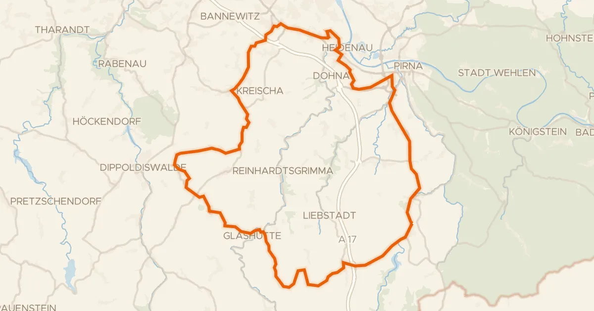 Kaart van de fietsroute Rondje Schloss Lungkwitz en Schloss Lockwitz