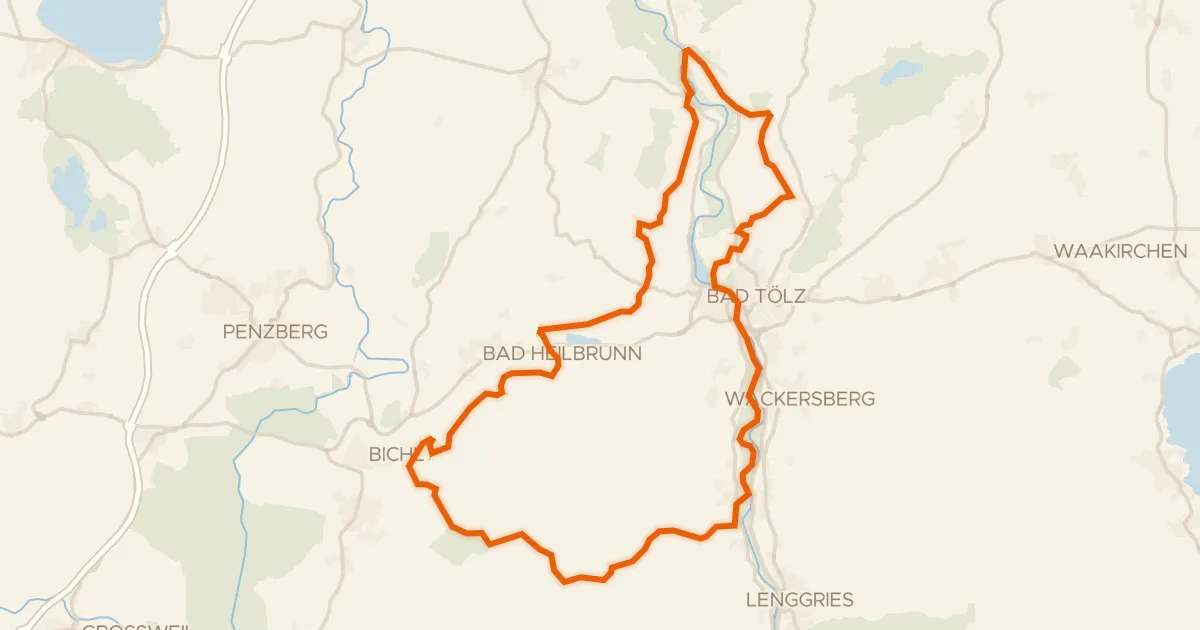 Kaart van de fietsroute Rondje Isarauen en Hechenberger Leite