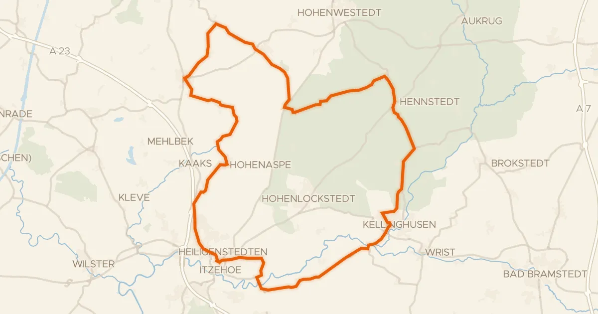 Map of the cycling route Rondje Schloss Breitenburg en Reher Kratt