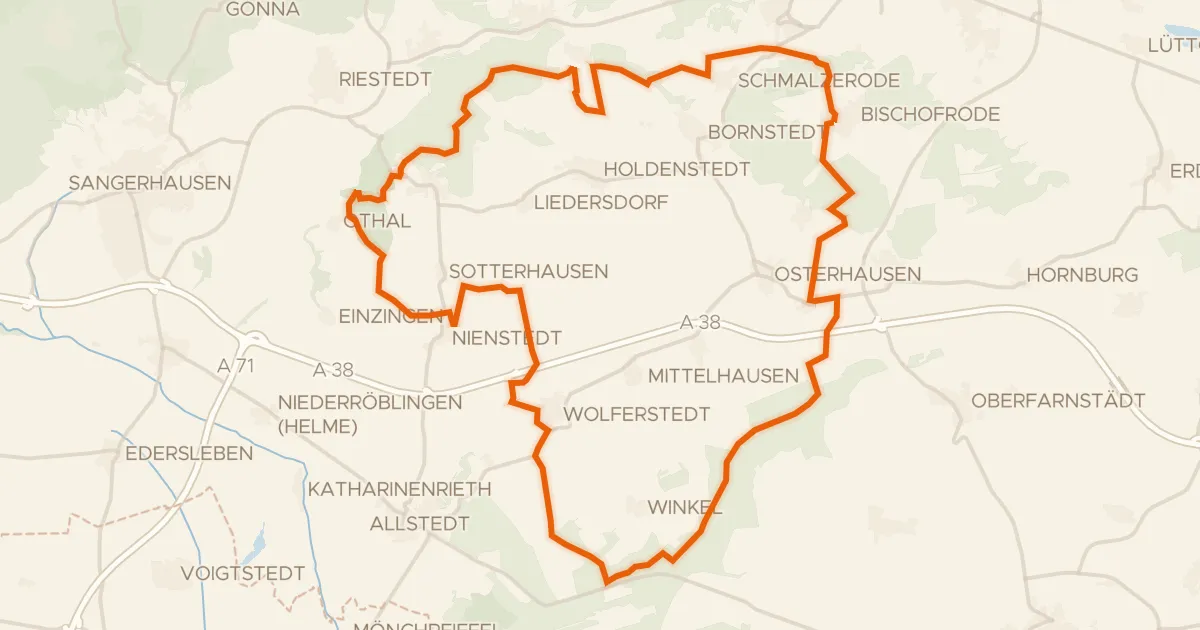 Kaart van de fietsroute Rondje Othaler Wald en Ziegelrodaer Forst