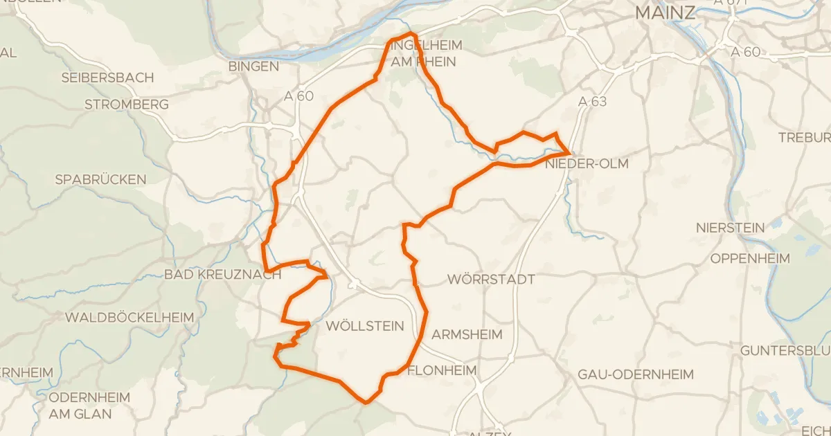 Map of the cycling route Rondje Neu-Baumburg en Burg Stadeck