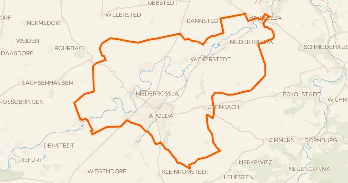 Kaart van de fietsroute Rondje Schötener Grund en Ilm