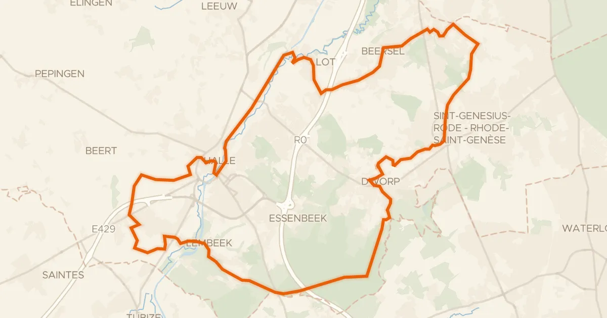 Map of the cycling route Lambiek-Geuzeroute