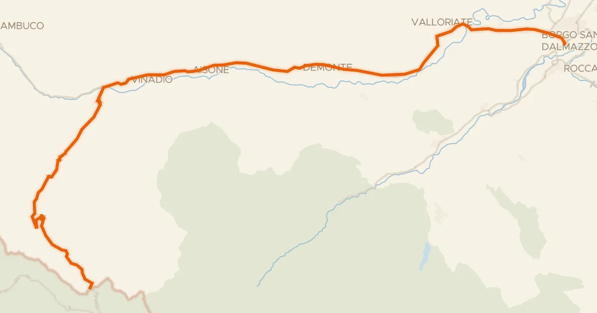 Kaart van de fietsroute Le Grand Tour Alpi Marittime-Mercantour Col de Lombarde * Borgo San Dalmazzo