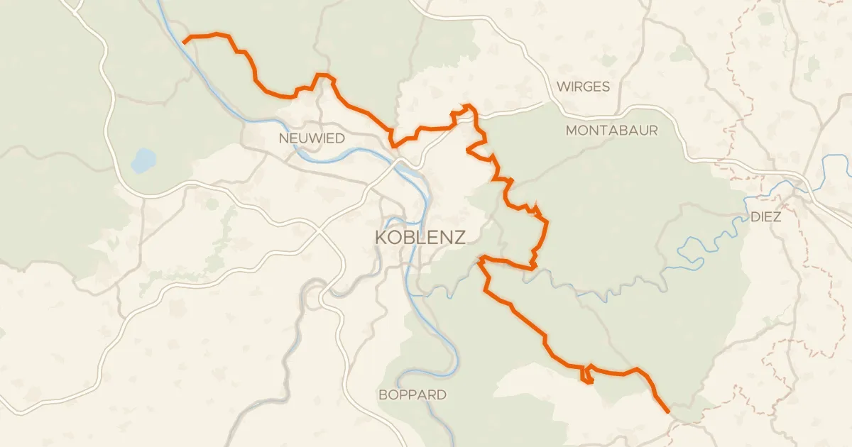 Kaart van de fietsroute Deutscher Limes-Radweg 1. Abschnitt Bad Hönningen - Holzhausen