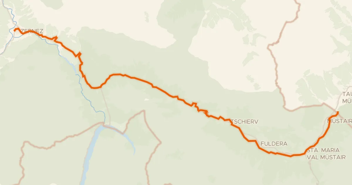 Kaart van de fietsroute Val Müstair