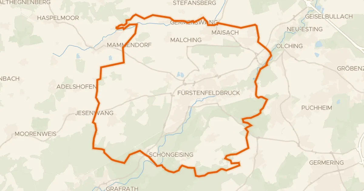 Map of the cycling route Rondje Schloss Nannhofen en Untere Amper