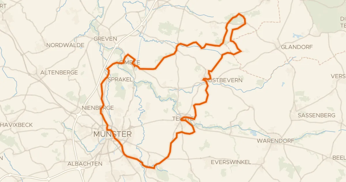Kaart van de fietsroute Rondje Erbdrostenhof en Bockholter Berge