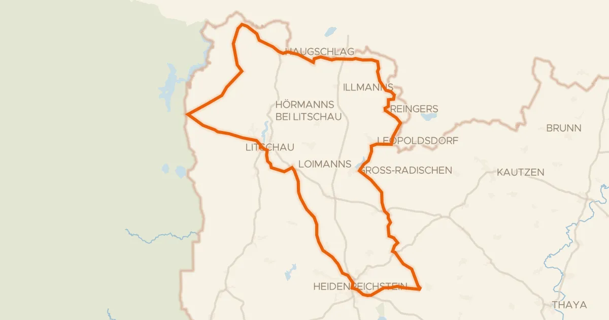 Kaart van de fietsroute Schrammel Radweg
