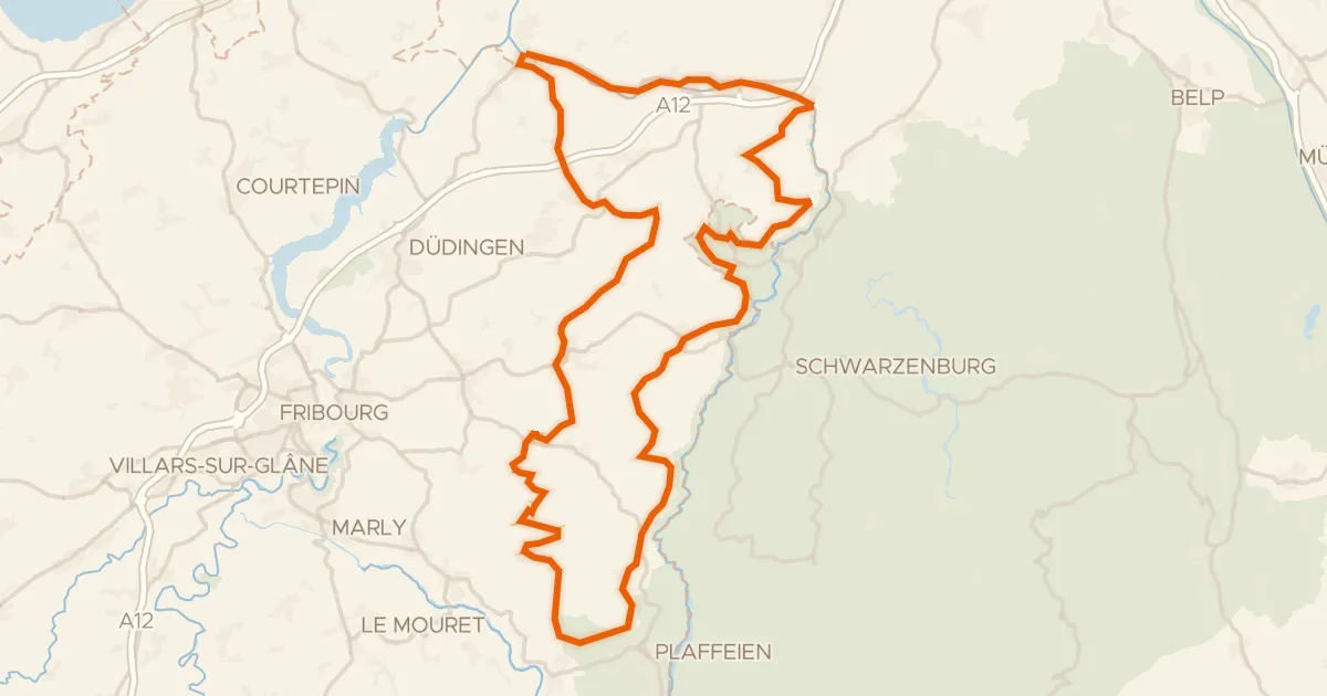 Kaart van de fietsroute Herzschlaufe Sense