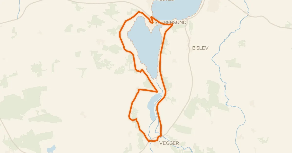 Kaart van de fietsroute Halkærruten