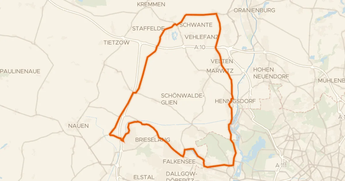 Map of the cycling route Rondje Schloss Sommerswalde en Teufelsbruch und Nebenmoore