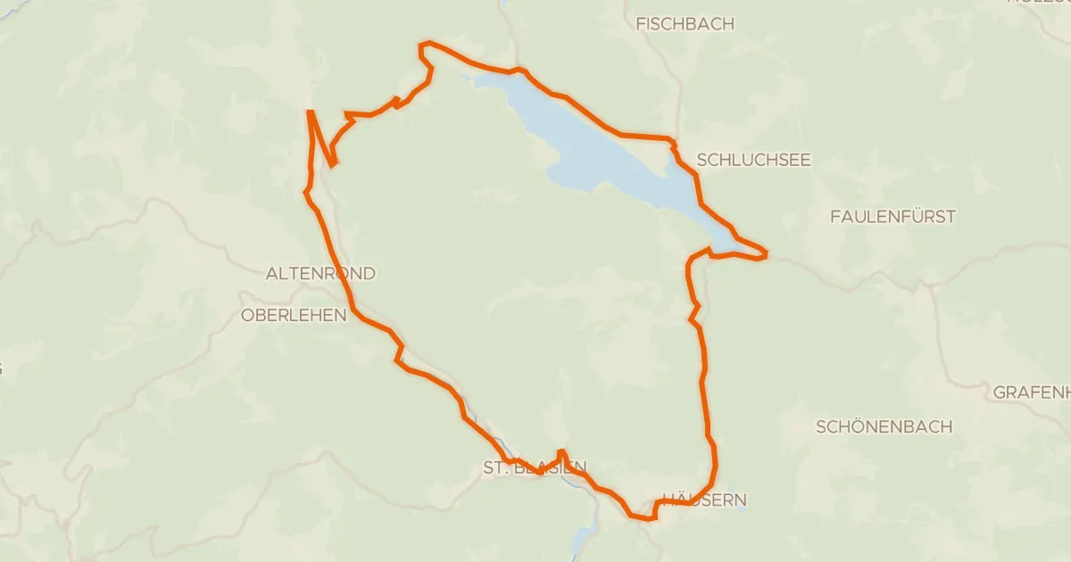 Kaart van de fietsroute RouteWT 12 - St. Blasierland-Schluchsee-Tour