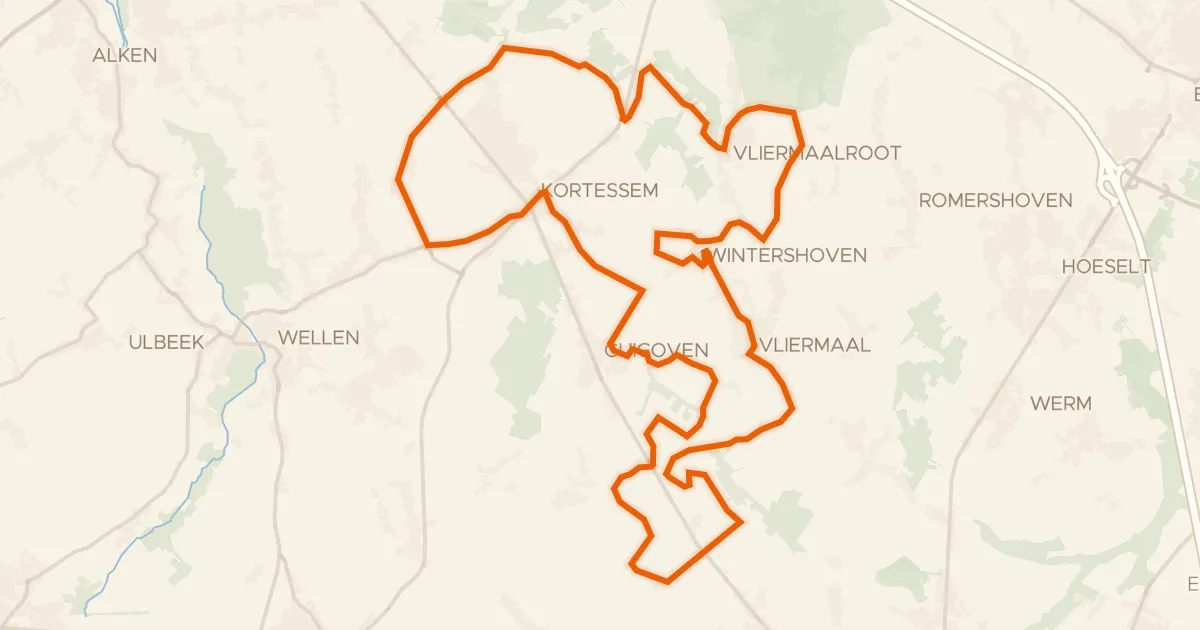 Kaart van de fietsroute Pieter Geert Buckinxroute